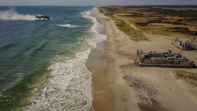 hovercrafts on the beach during the Amphibious Bold Alligator Exercise organized by the US Navy and the Marine Corps