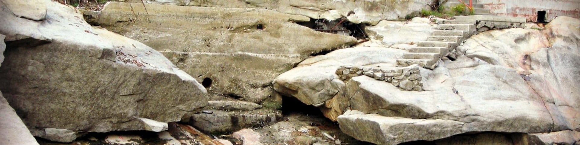 Bass Lake at its low point. Water is normally up over the stairs. This is the lake were "The Great Outdoors" was filmed.