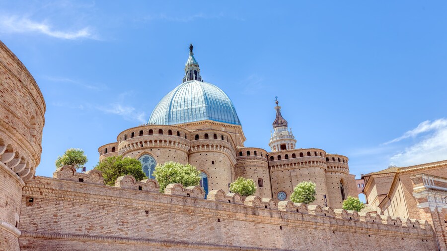 The basilica of the holy house or santuario della santa casa in Loreto province of Ancona in Le Marche Italy a place of pilgrimage for Catholics.