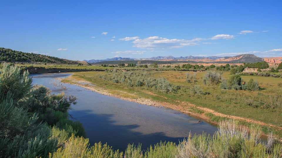 Sevier River and landscape in Utah around Hatch along Highway 89