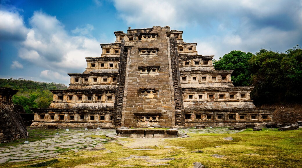 Pyramid De Los Nidos in Tajín, Veracruz Mexico. It has 365 windows which served as a sun calendar with a temple on the top. Totonacas tribe used to live in this beautiful pyramid complex.