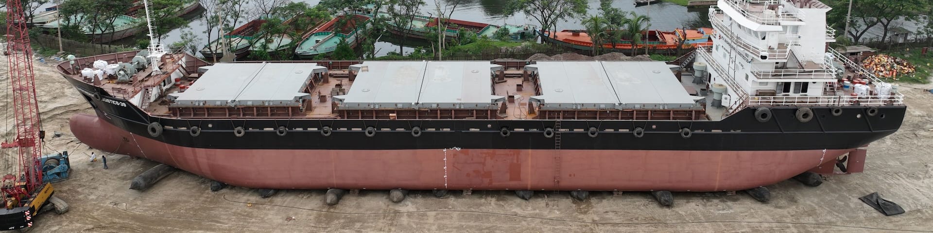 Ship industry Aerial Video Footage - Shipyard ship make in bangladesh Smooth footage