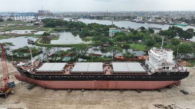 Ship industry Aerial Video Footage - Shipyard ship make in bangladesh Smooth footage