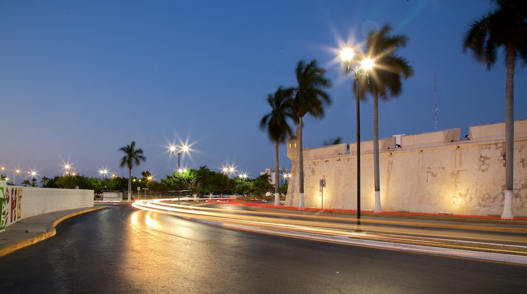 Fort San Carlos featuring night scenes