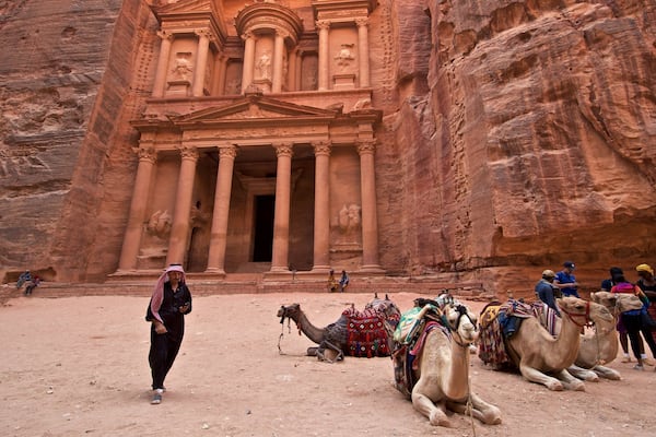 Wadi Musa showing heritage architecture, land animals and a gorge or canyon