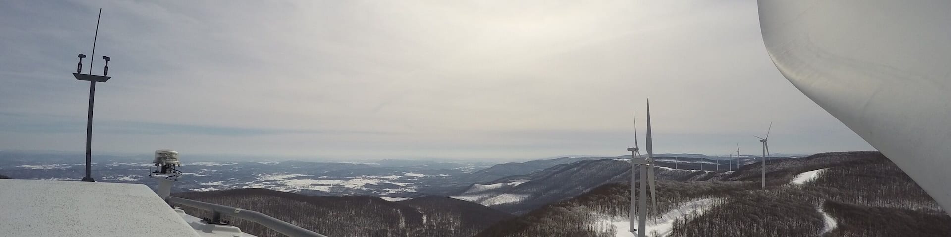 View from atop a wind turbine on Cold Knob.