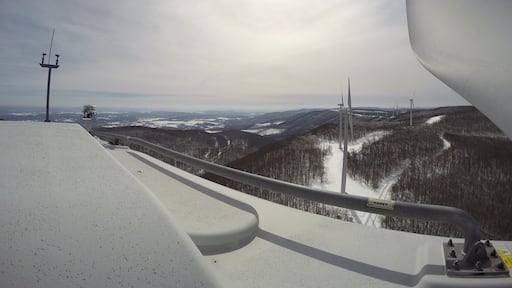 View from atop a wind turbine on Cold Knob.