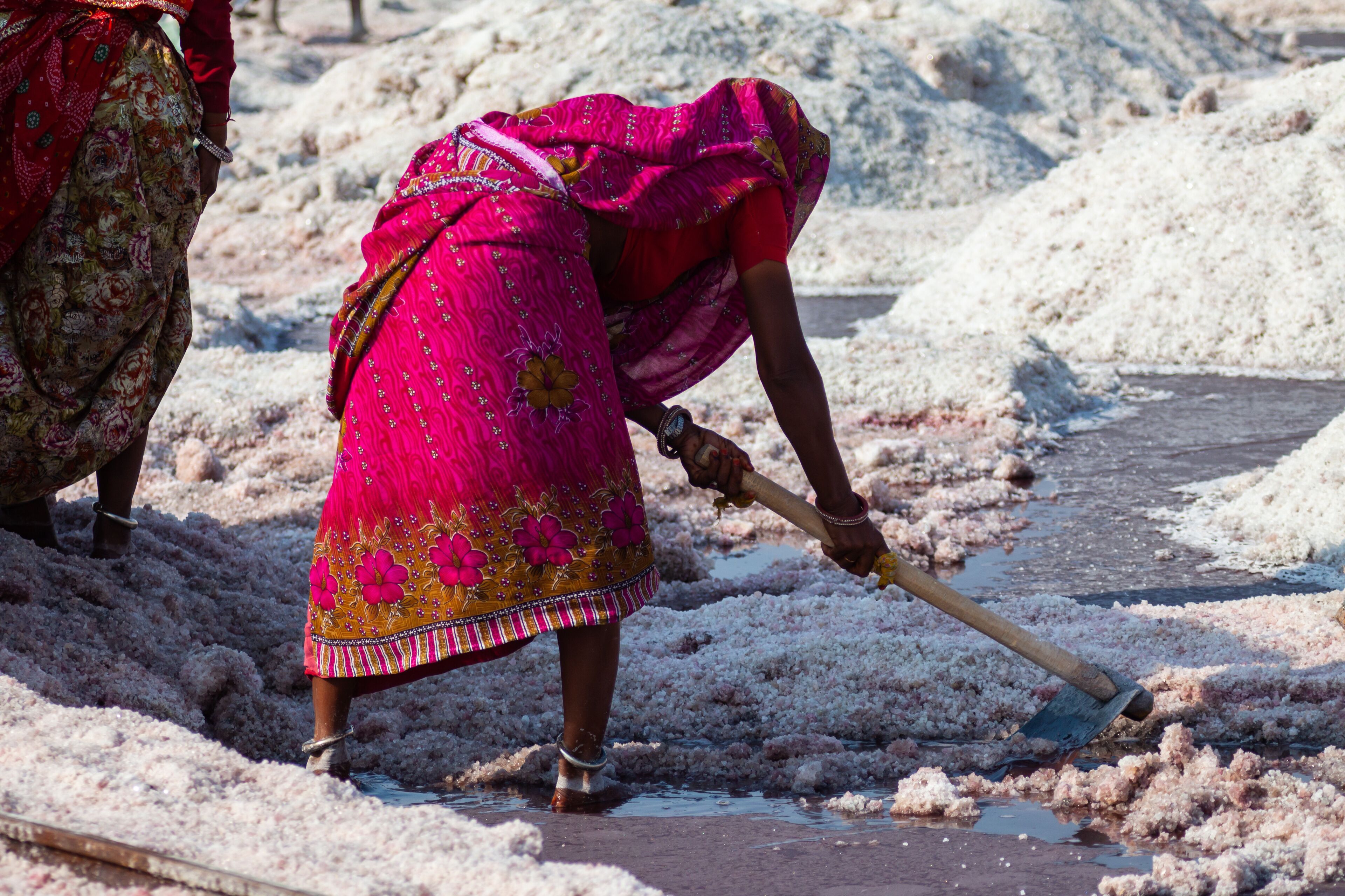 Indian woman mining salt