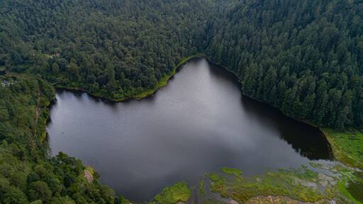 zempoala lagoon and mountain in Mexico Drone view