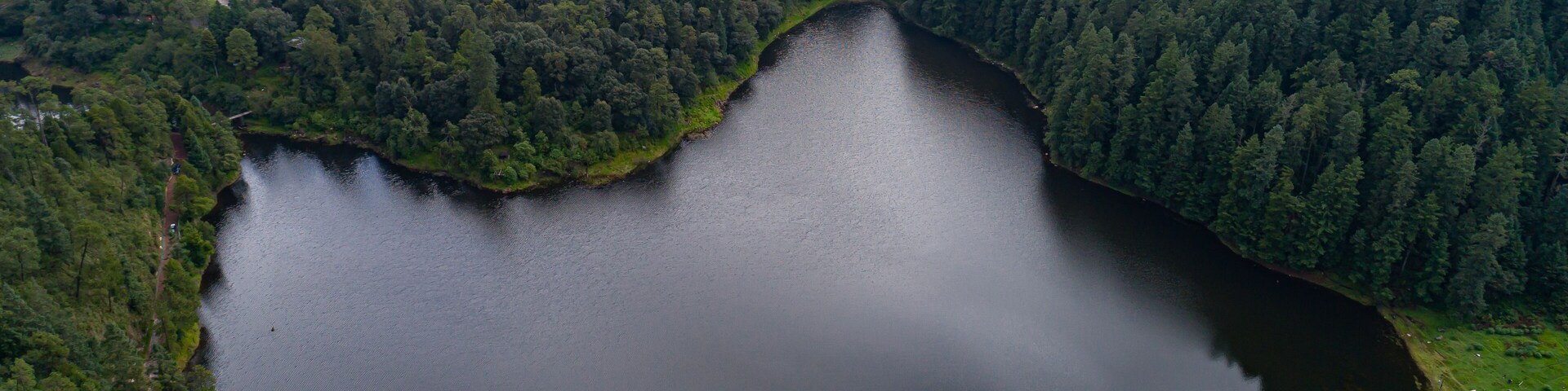 zempoala lagoon and mountain in Mexico Drone view