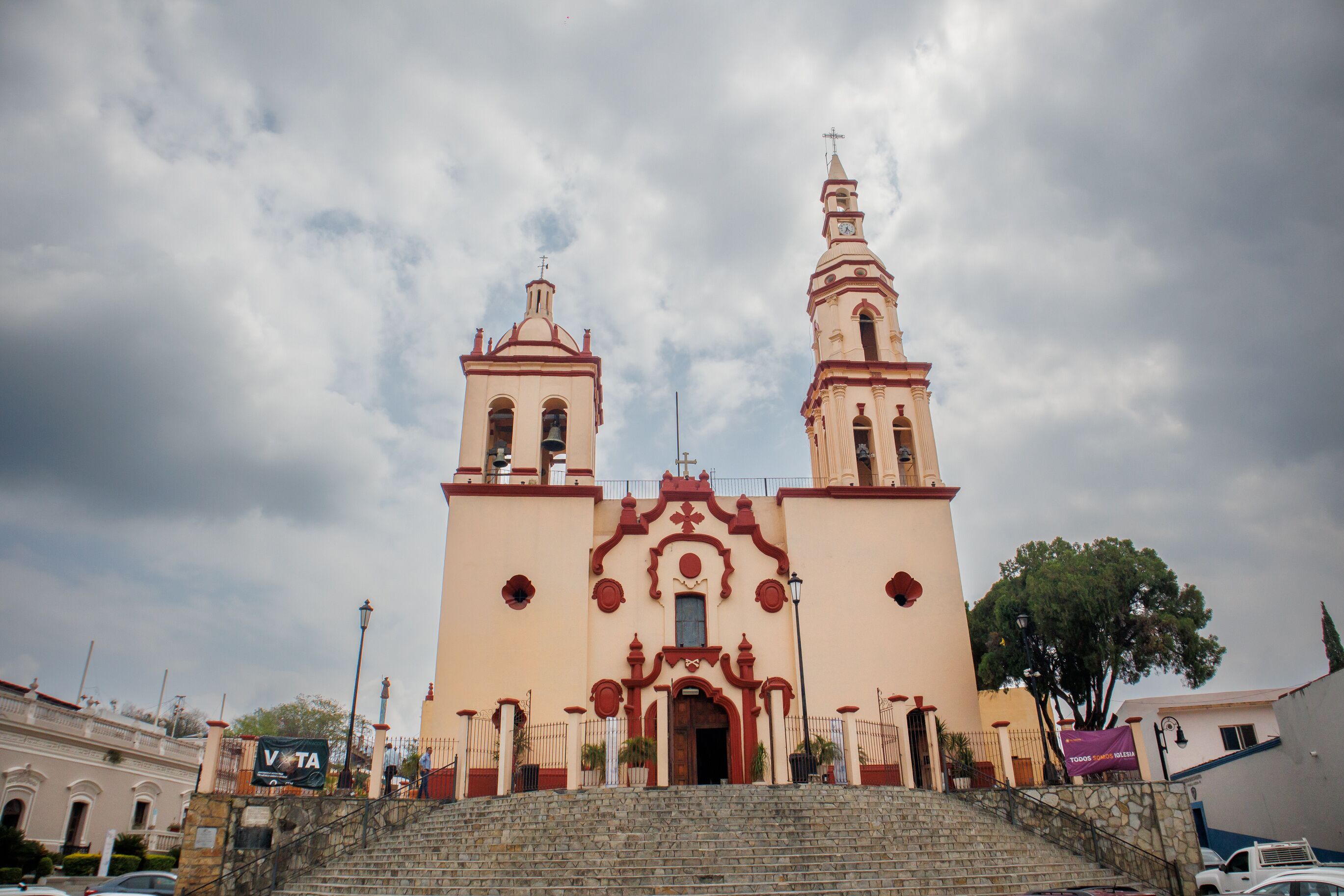 A large church with two towers and a central entrance.