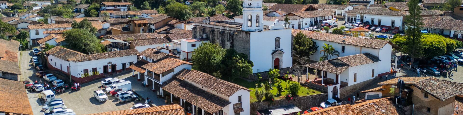 Church of San Sebastian del Oeste and in the Background the Cerro de la Bufa. Jalisco, Mexico