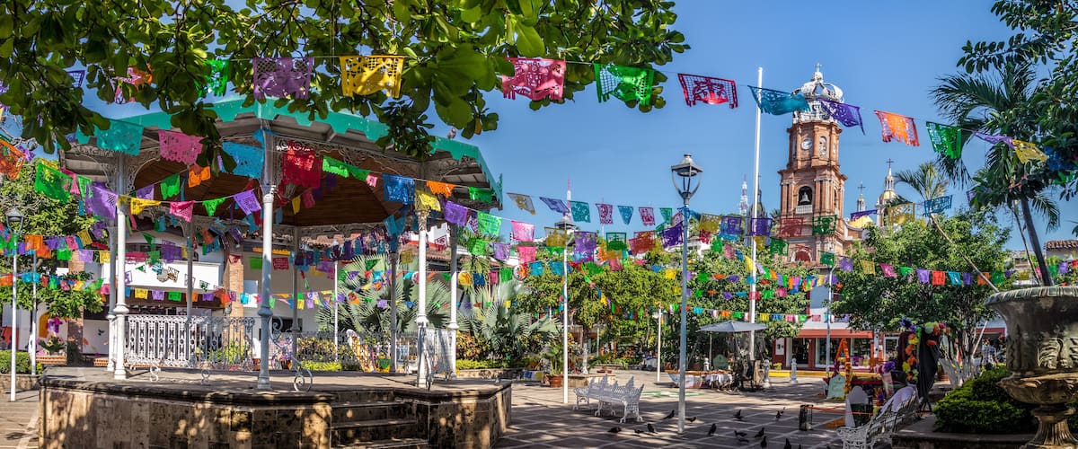 Main square and Our Lady of Guadalupe church - Puerto Vallarta, Jalisco, Mexico