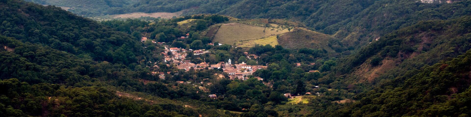 Looking at the Mexican Town of El Tuito from La Bufa in a Forested Landscape, Jalisco, Mexico
