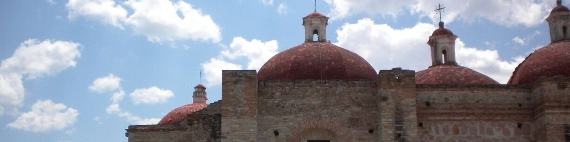 Mitla, Oaxaca. Catholic church built upon Zapotec Ruins after the Spanish colonization of indigenous Mexico.
