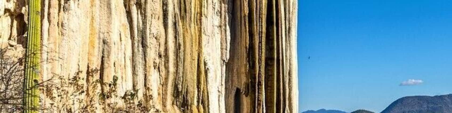 The Stone Waterfall in Oaxaca, Mexico. This phenomenon can only be seen here and in Pamukkale, Turkey! #visitmexico #mexico #hierveelagua #stonewaterfall #waterfall #oaxaca #travel #twohobos #adventure #doityourself #exploretheworld #wanderlust #wonderful_places #TroveOn