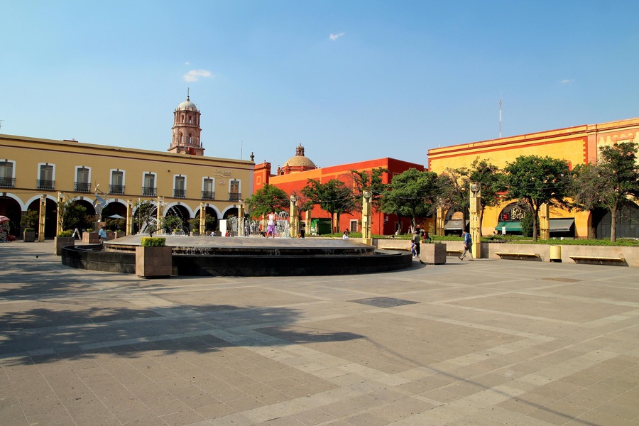 Constitution Square in Queretaro, Mexico. Historic center.