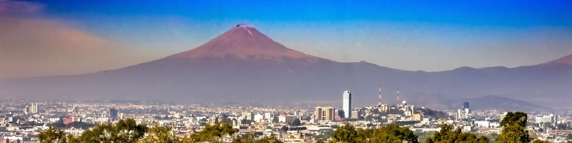 Overlook Buildings Volcano Mount Popocatepetl Puebla Mexico