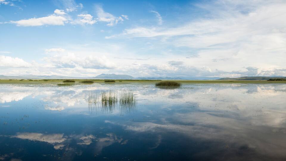 Panoramic view of Lake Cuitzeo, Michoacan, Mexico