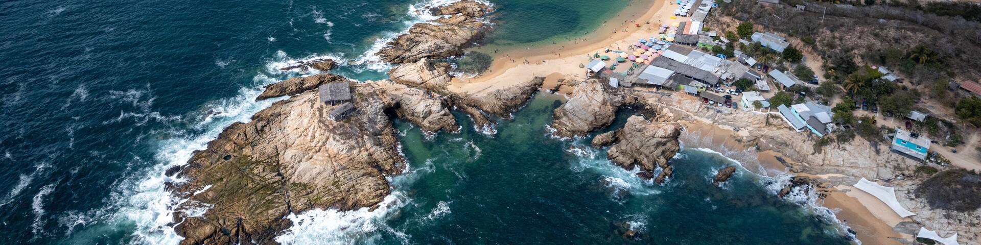 El Faro de Bucerias beach in the municipality of Aquila, Michoacan, Mexico. buserias, vuserias, vucerias.