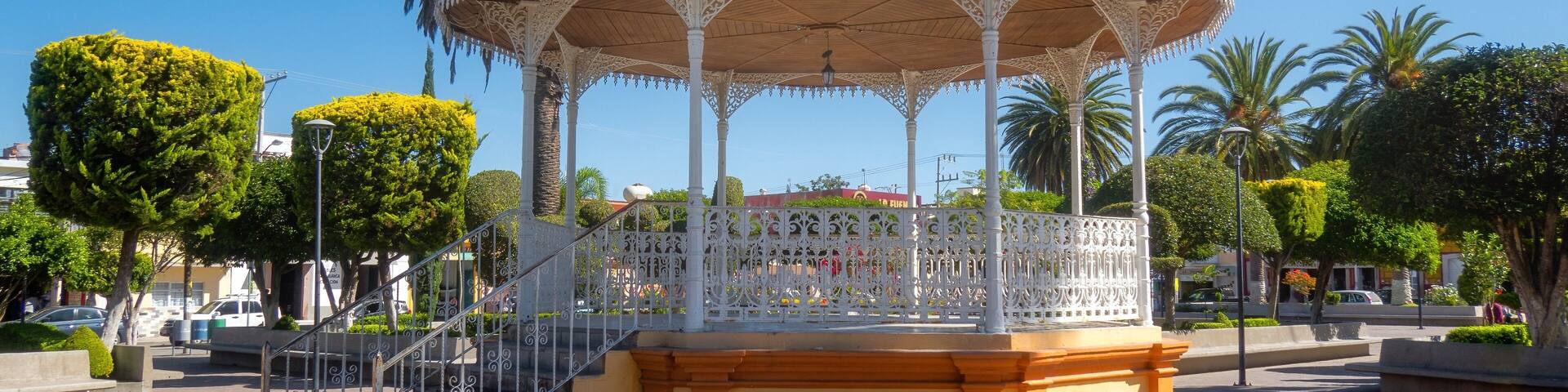 Traditional Mexican kiosk in the garden square of Doctor Mora Guanajuato