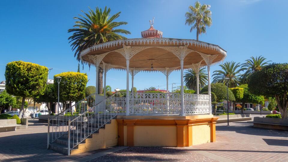 Traditional Mexican kiosk in the garden square of Doctor Mora Guanajuato