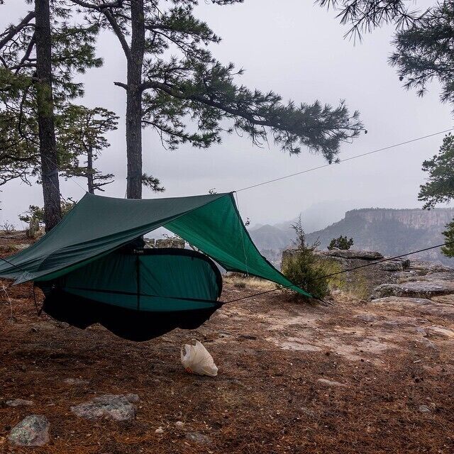 We camped on top of a cliff - what a view! We love to have the opportunity to find our own place with our camping hammock. #camp #canyon #camping #cliff #coppercanyon #México @visitmexico #welovemexico #twohobos #TroveOn