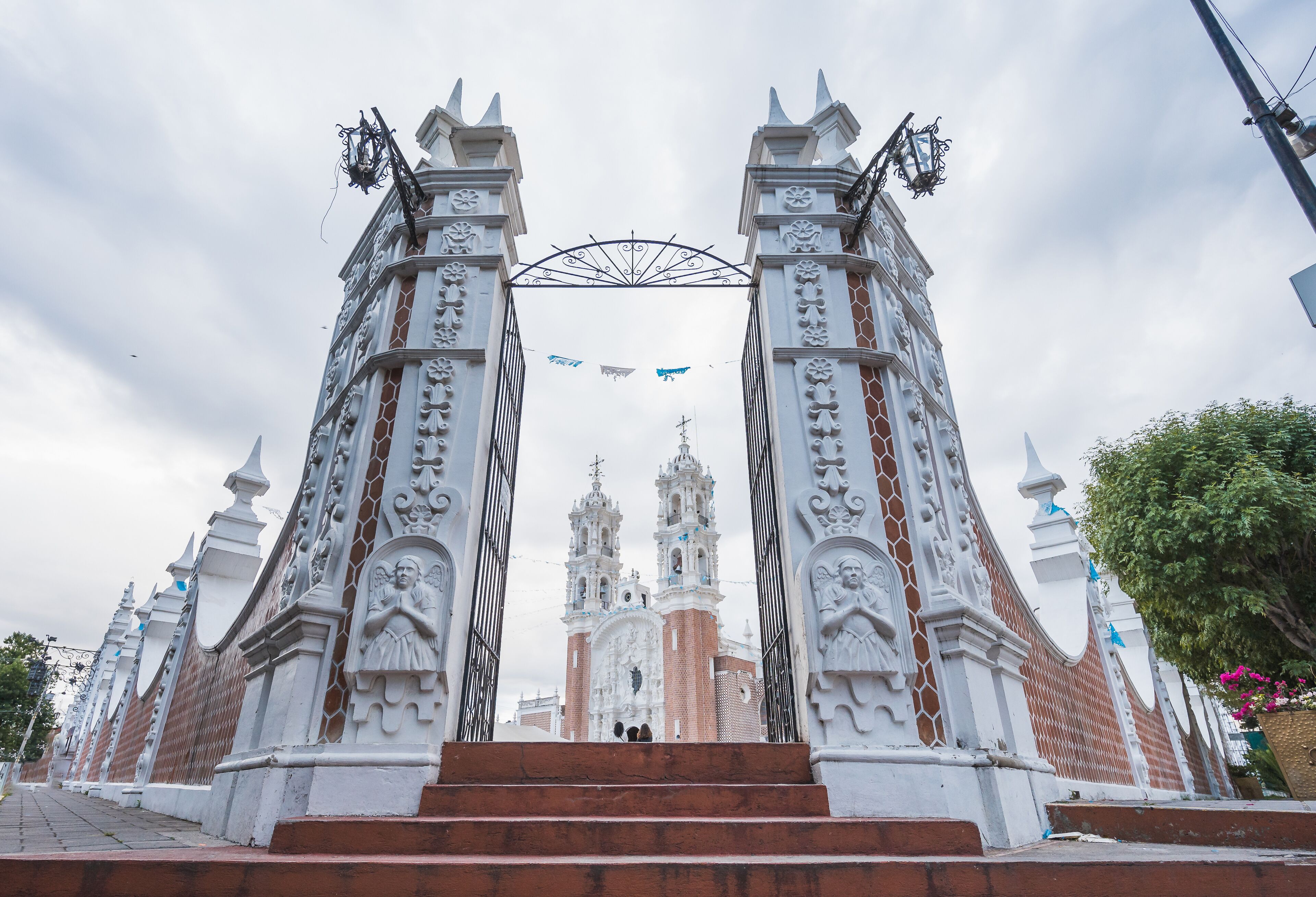 Beautiful church of Santa Isabel seen from the outside, located in the City of Tlaxcala, Mexico