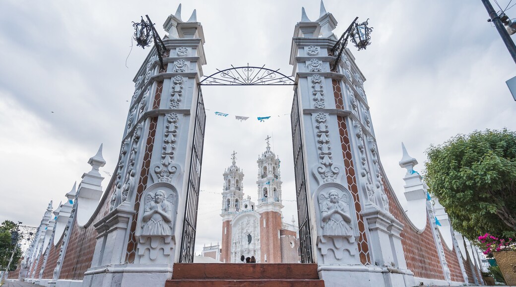 Beautiful church of Santa Isabel seen from the outside, located in the City of Tlaxcala, Mexico