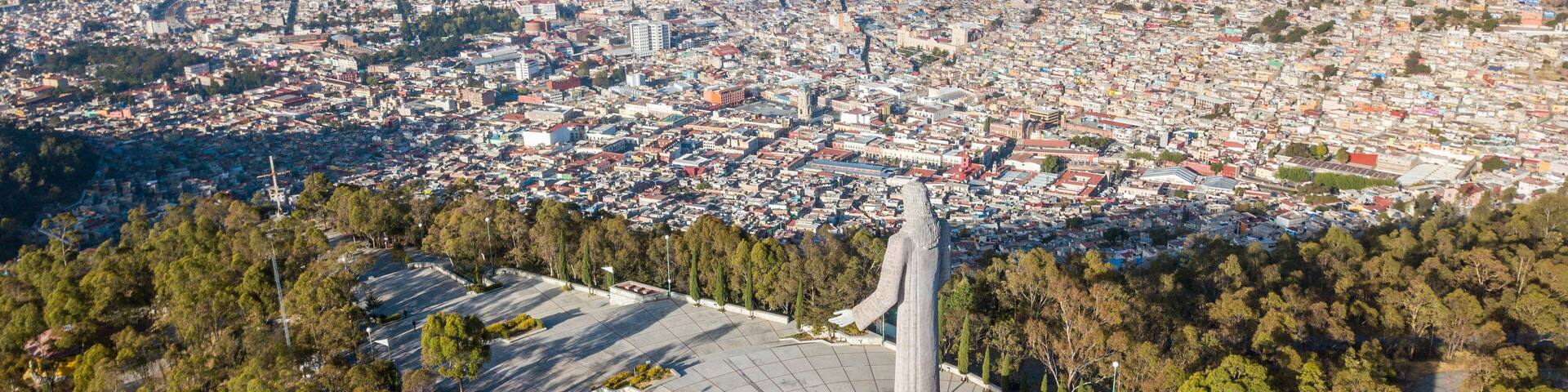 Cristo Rey statue in Pachuca de Soto - Mexico. Beautiful Christ statue on top of the mountain