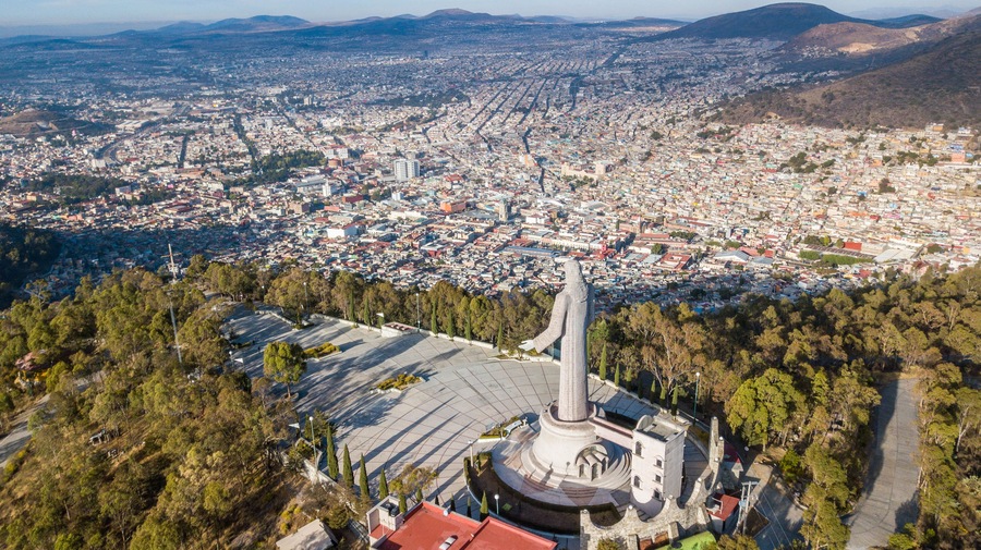 Cristo Rey statue in Pachuca de Soto - Mexico. Beautiful Christ statue on top of the mountain