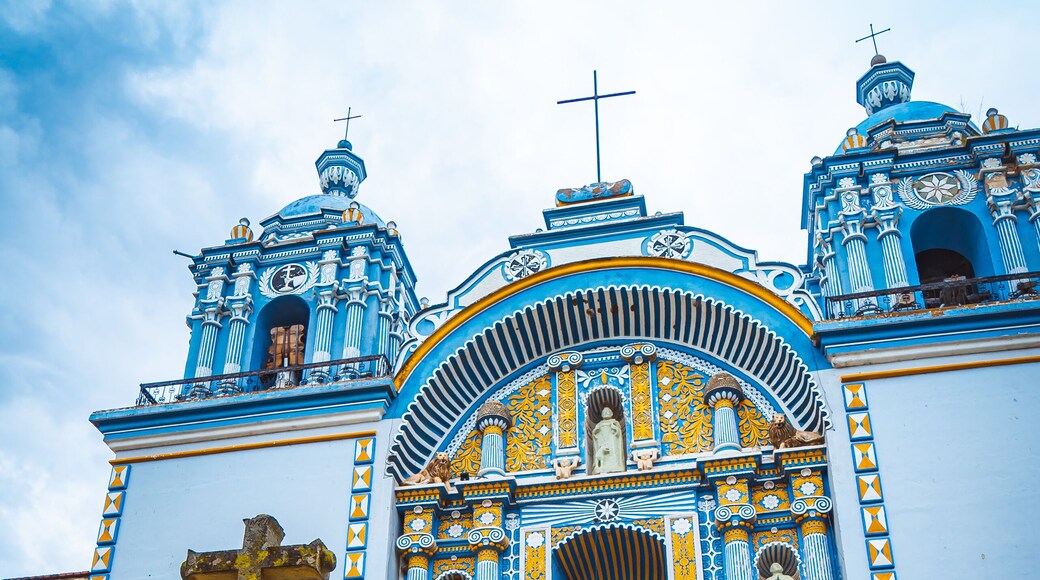 A Blue Church in Ocotlan, Oaxaca, Mexico