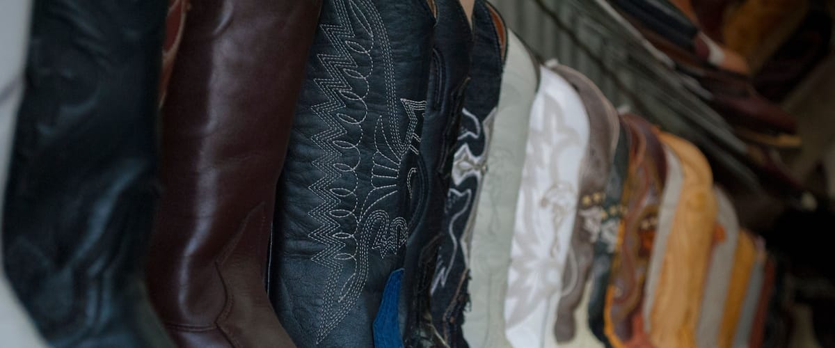 San Mateo Atenco, Toluca Mexico - Dic 2012
Mexican Cowboy Boots on a shelf.
In San Mateo you can find any kind of leather cloths like belts, boots, jackets.