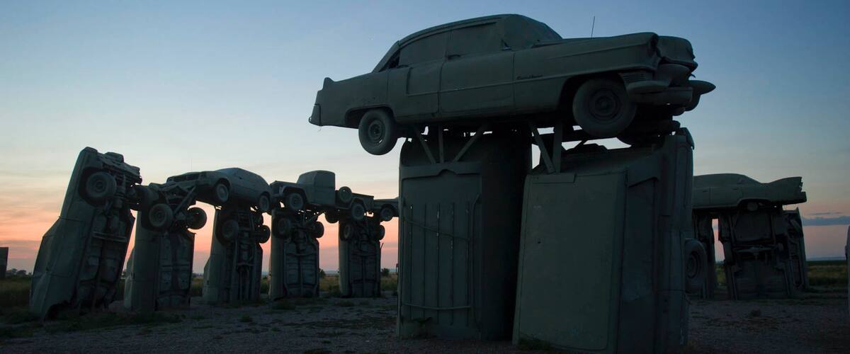 Nebraska Panhandle which includes a sunset, art and a monument