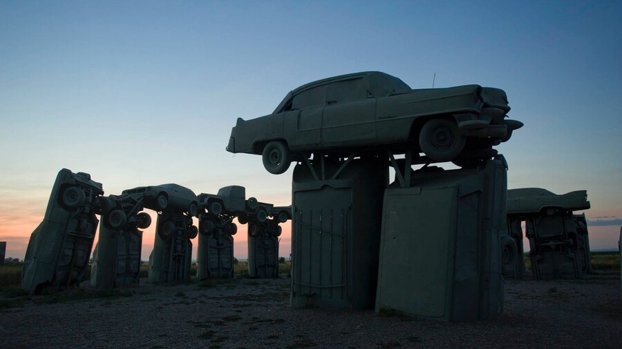 Nebraska Panhandle which includes a sunset, art and a monument