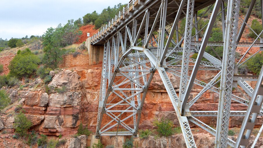 Sedona showing a bridge and a gorge or canyon