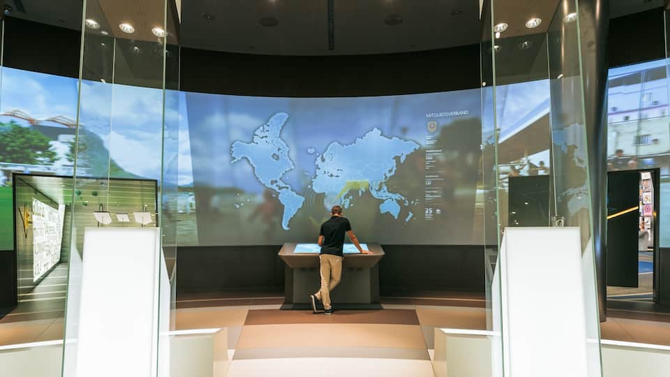 FIFA World Football Museum showing interior views as well as an individual male