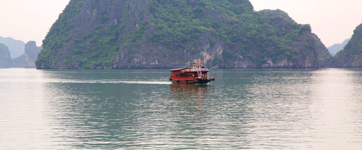 Halong Bay which includes boating and island views