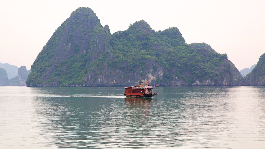 Halong Bay which includes boating and island views