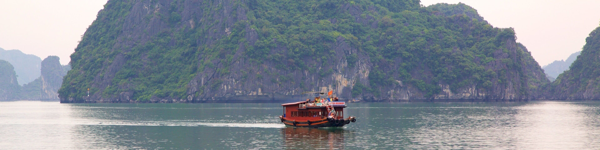 Halong Bay which includes boating and island views