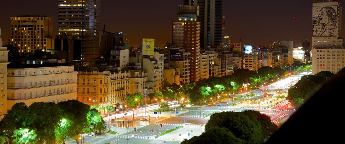 Buenos Aires featuring a city, a skyscraper and night scenes