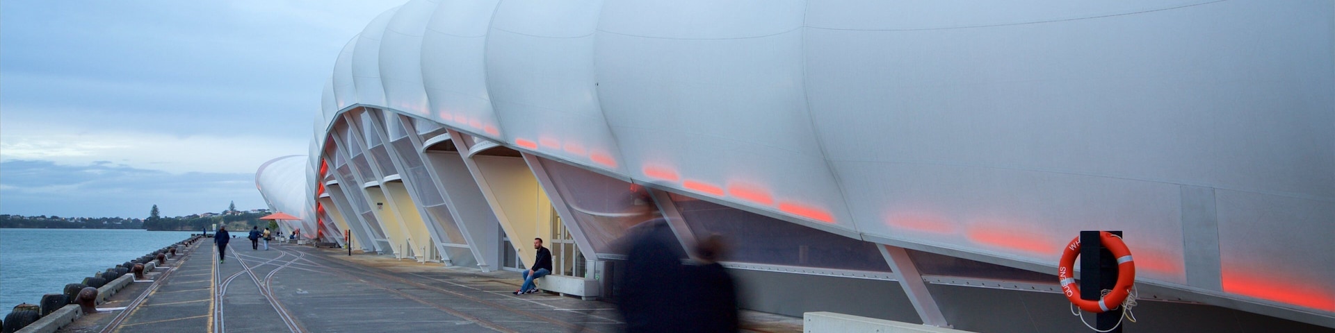 North Island which includes modern architecture and a bay or harbor