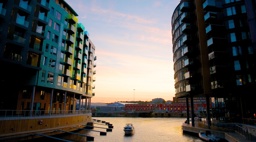 Oslo featuring a bay or harbor, a sunset and boating