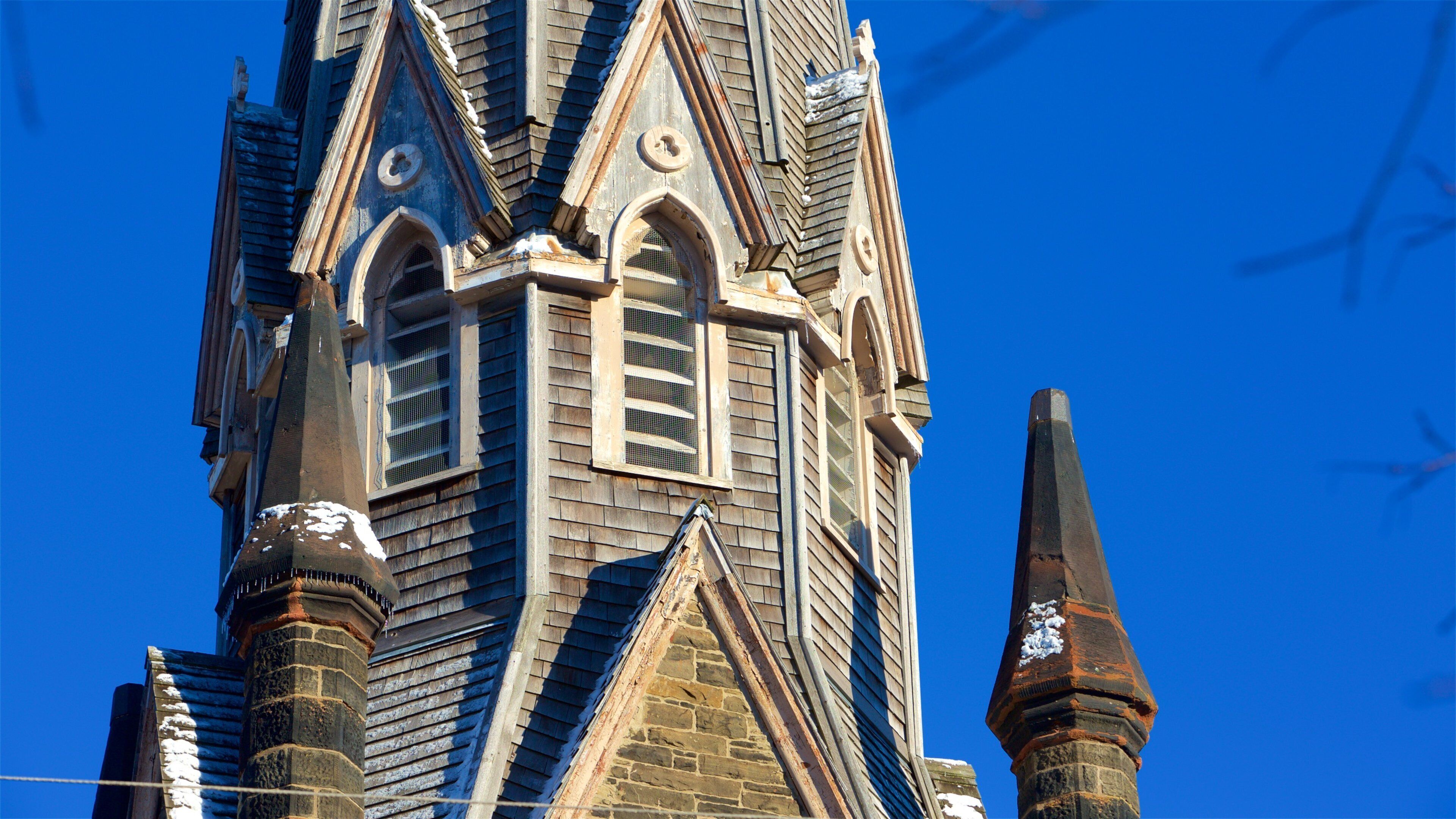 Charlottetown which includes snow and a church or cathedral