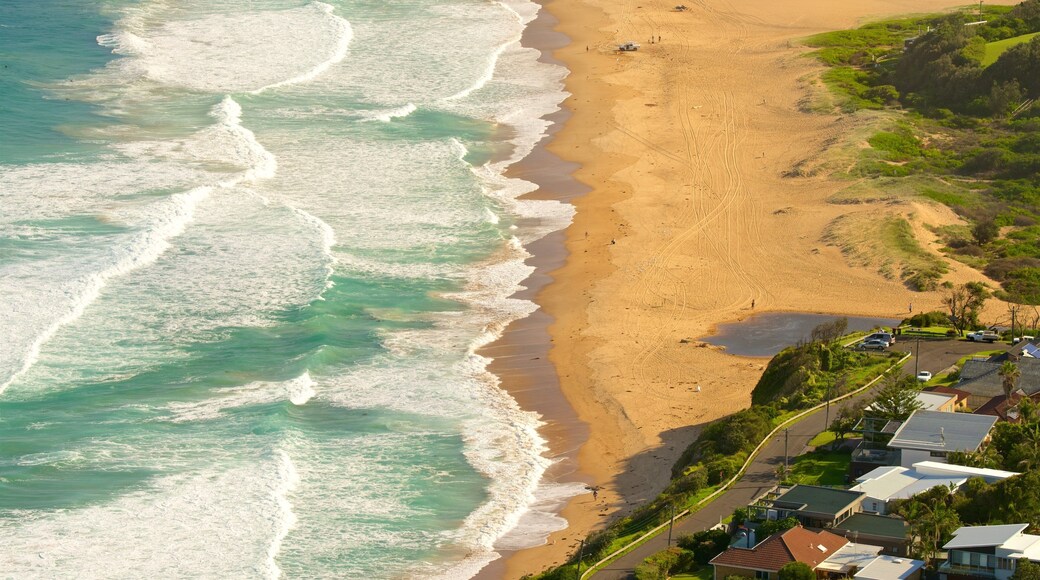 Bald Hill Lookout showing a beach and a coastal town