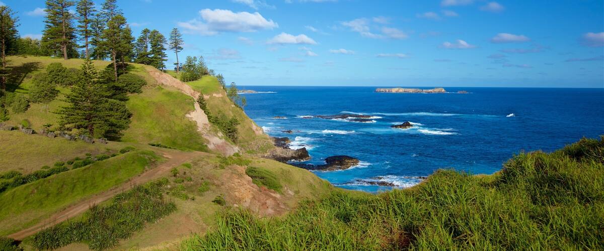 Norfolk Island showing rocky coastline, tranquil scenes and general coastal views