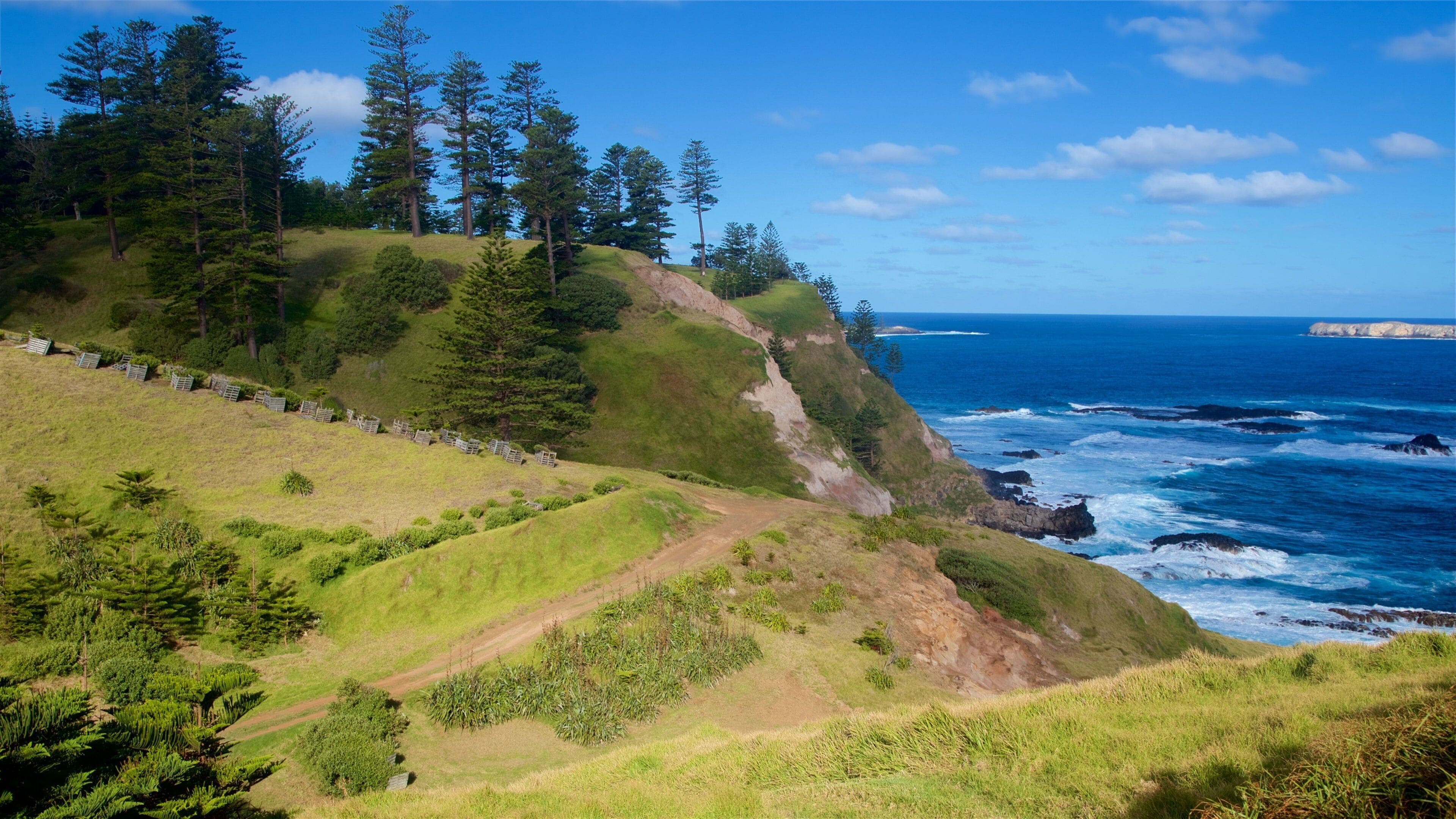 Norfolkøya som viser kyst, stenete kystlinje og rolig landskap