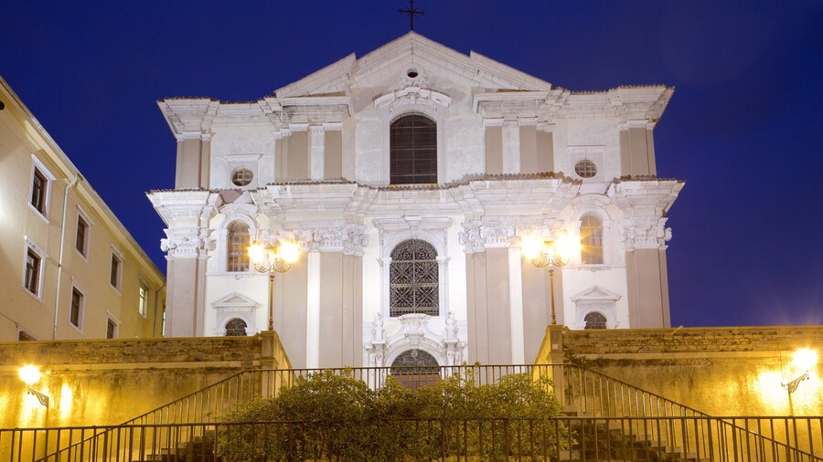 Trieste showing heritage architecture, night scenes and an administrative building