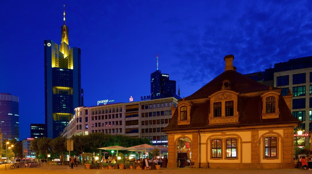 Frankfurt mostrando elementos de patrimônio, uma cidade e cenas noturnas