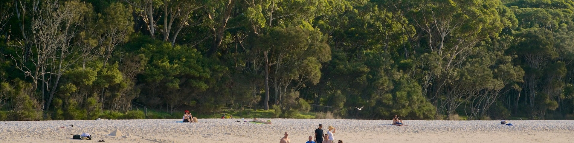 Sanctuary Point showing a sandy beach as well as a family